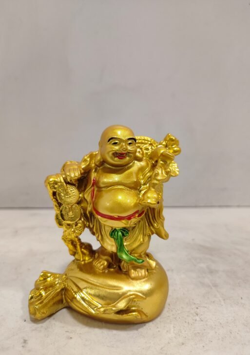 Fengshui golden laughing buddha on sack