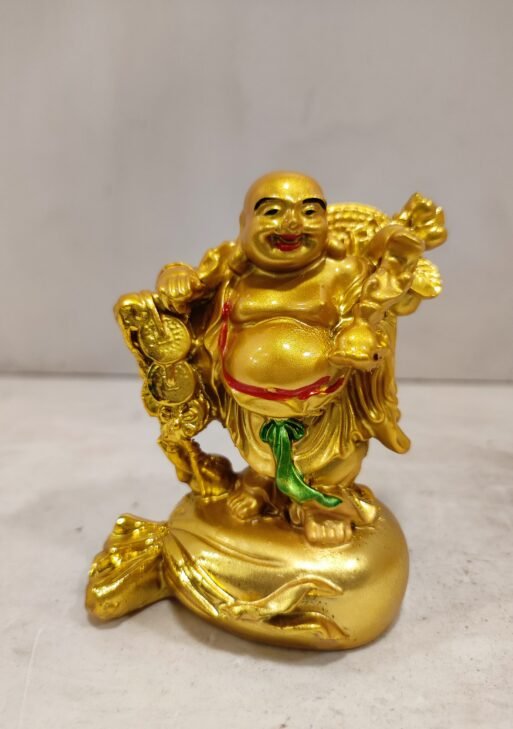 Fengshui golden laughing buddha on sack