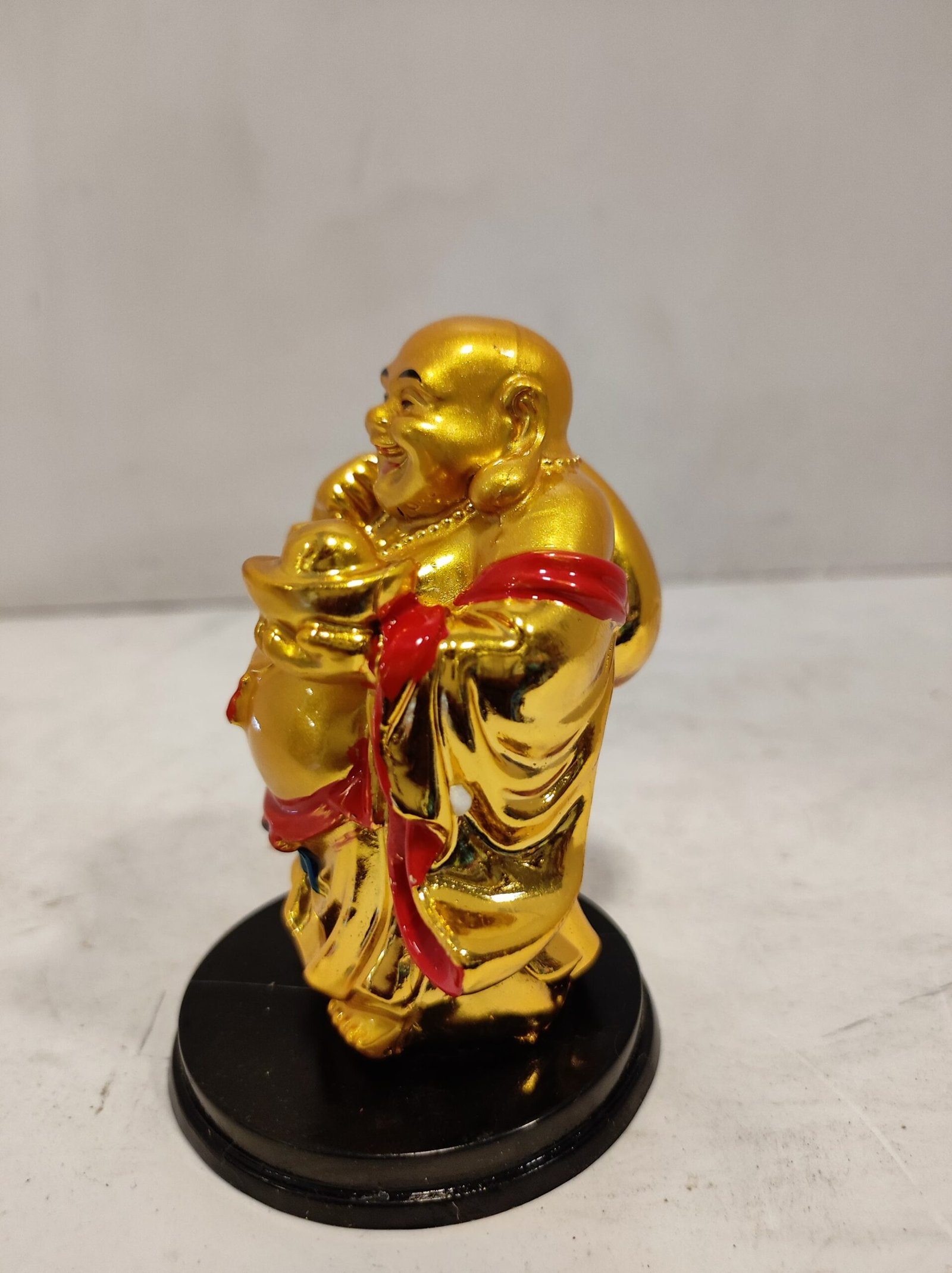 Feng-shui Golden Laughing Buddha with sack/Happy man statue for prosperity - Image 2