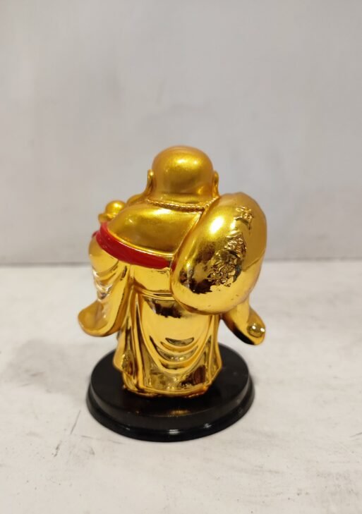 Feng-shui Golden Laughing Buddha with sack/Happy man statue for prosperity