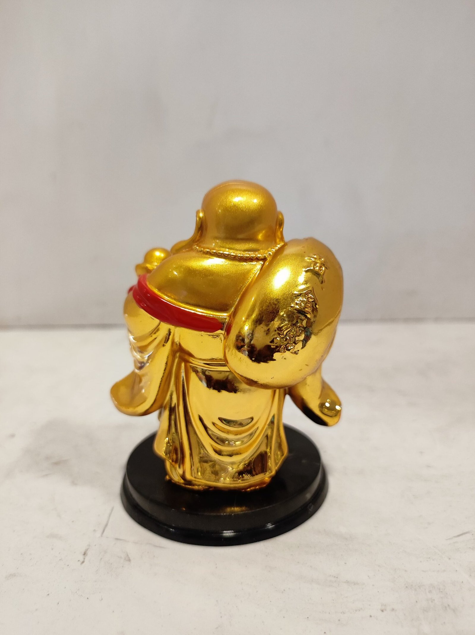 Feng-shui Golden Laughing Buddha with sack/Happy man statue for prosperity - Image 1