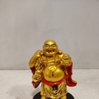 Feng-shui Golden Laughing Buddha with sack/Happy man statue for prosperity