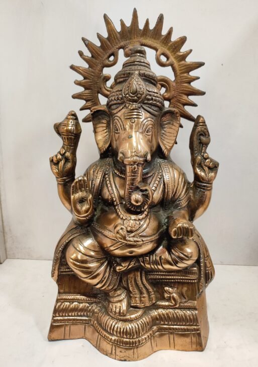 Ganesha idol black metal/ Metal Ganesha statue 42 cm