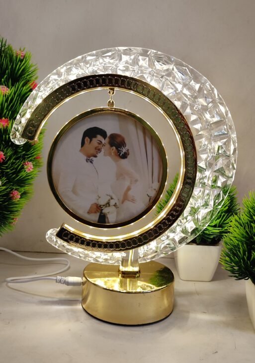 Photo lamp for table decor golden