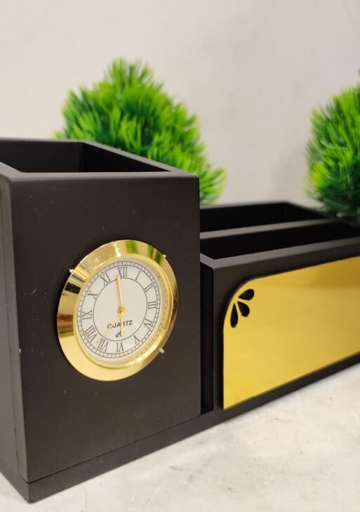 Premium Pen Card Holder/ Pen Holder with clock 17 cm (J-608)