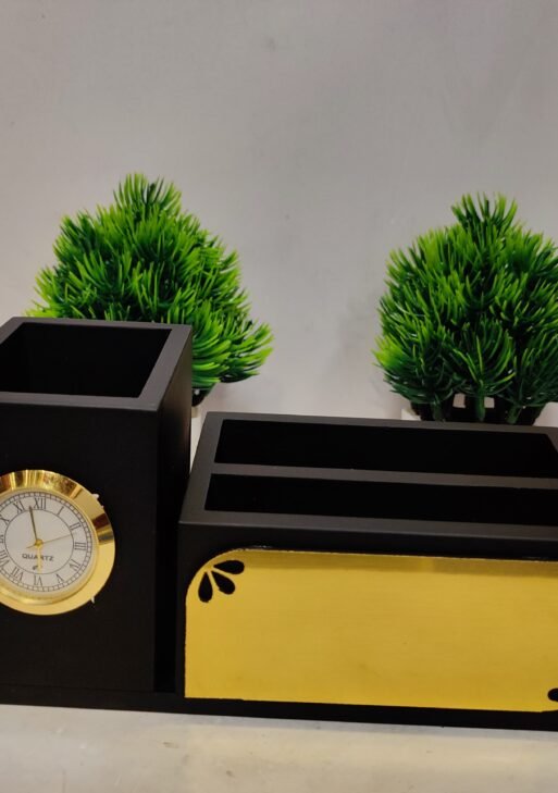 Premium Pen Card Holder/ Pen Holder with clock 17 cm (J-608)