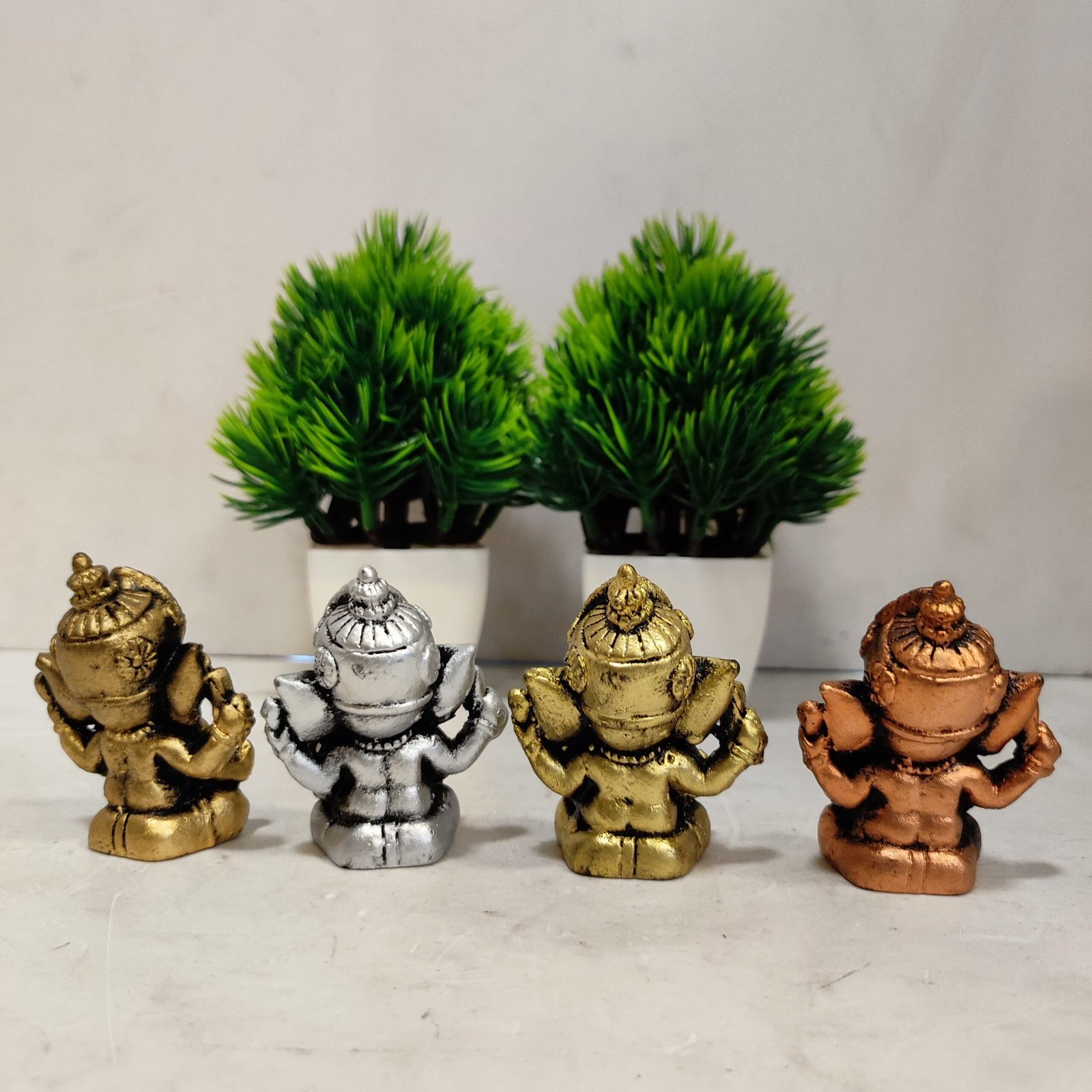 Antique Ganesha 4 pieces set/ Ganesh 4 in 1 set 4 cm (4 in1 set) - Image 2