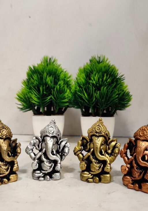 Antique Ganesha 4 pieces set/ Ganesh 4 in 1 set 4 cm (4 in1 set)