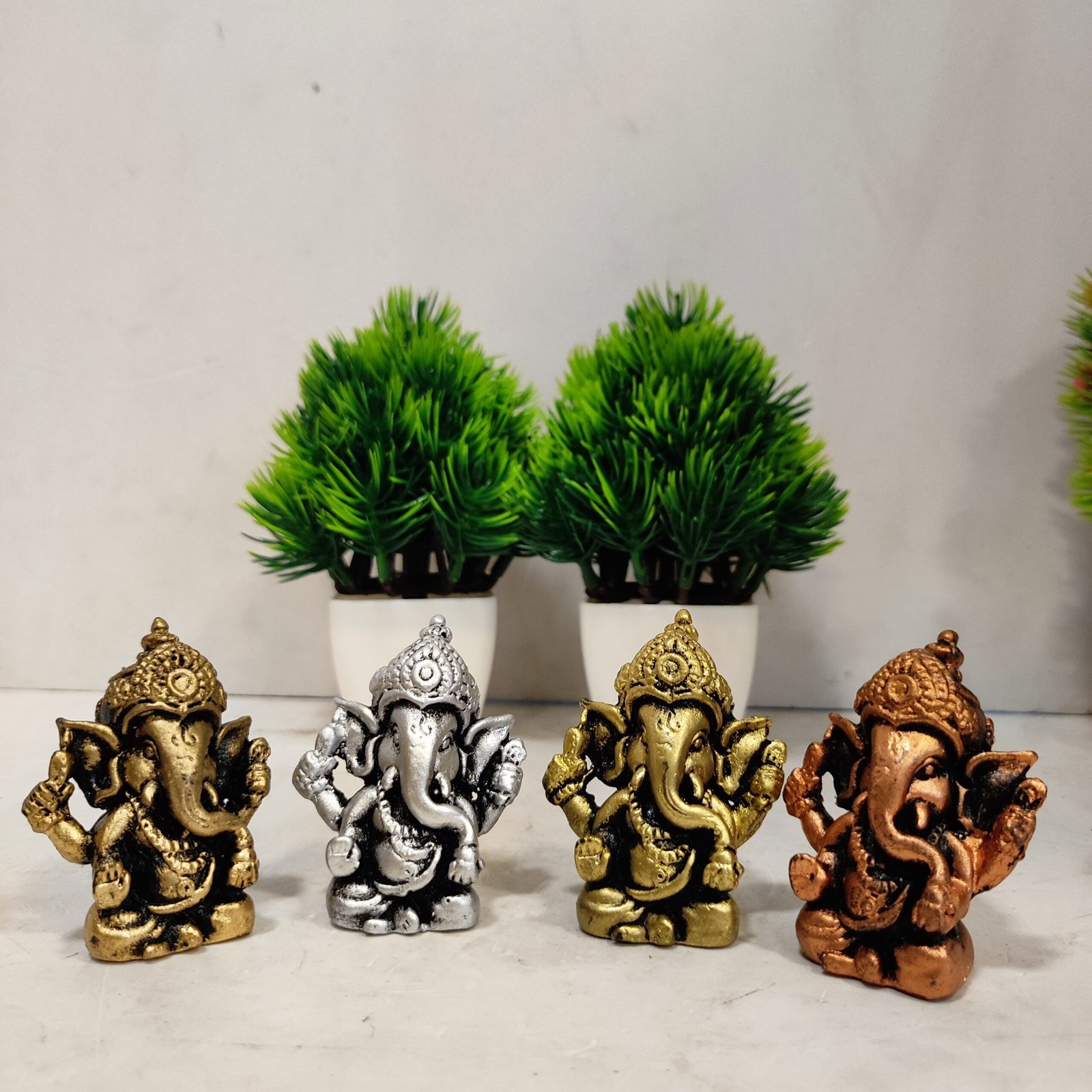 Antique Ganesha 4 pieces set/ Ganesh 4 in 1 set 4 cm (4 in1 set) - Image 1