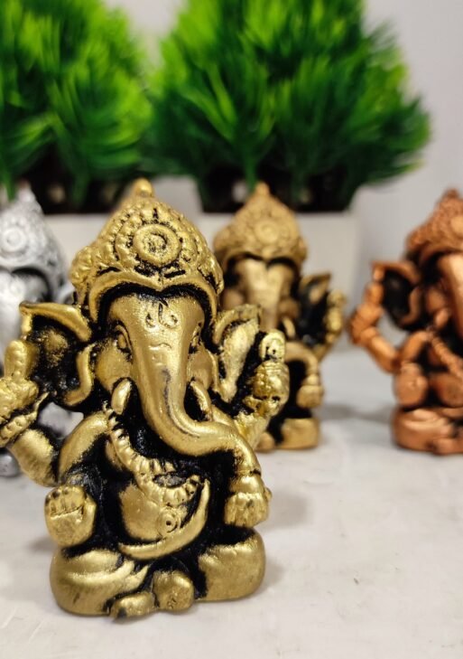Antique Ganesha 4 pieces set/ Ganesh 4 in 1 set 4 cm (4 in1 set)