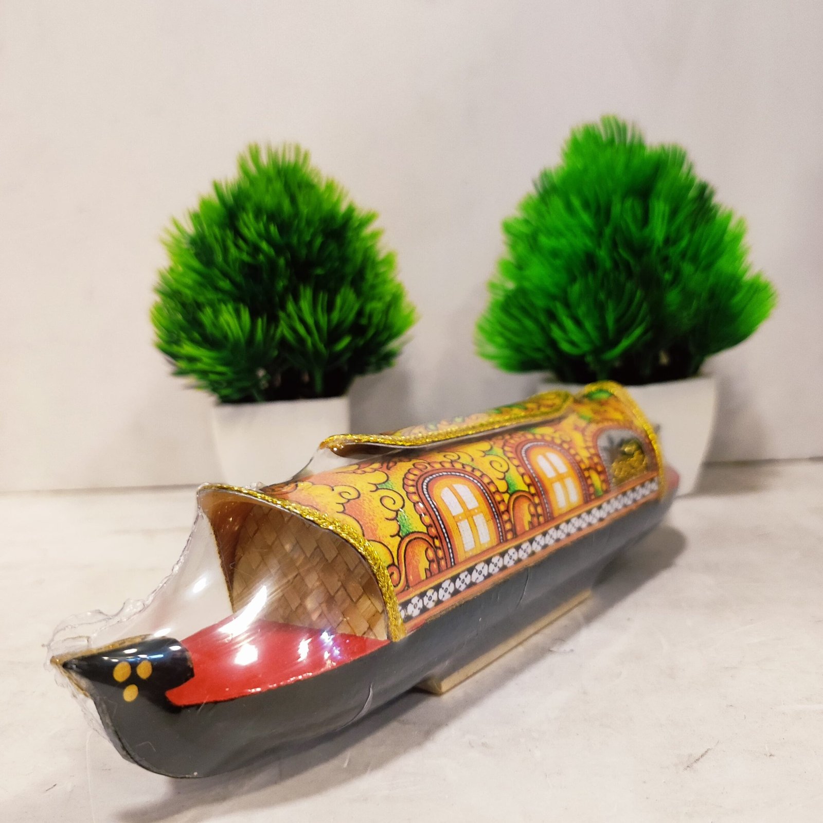 Vibrant Multicolor Wooden Boat Handicraft - Image 1