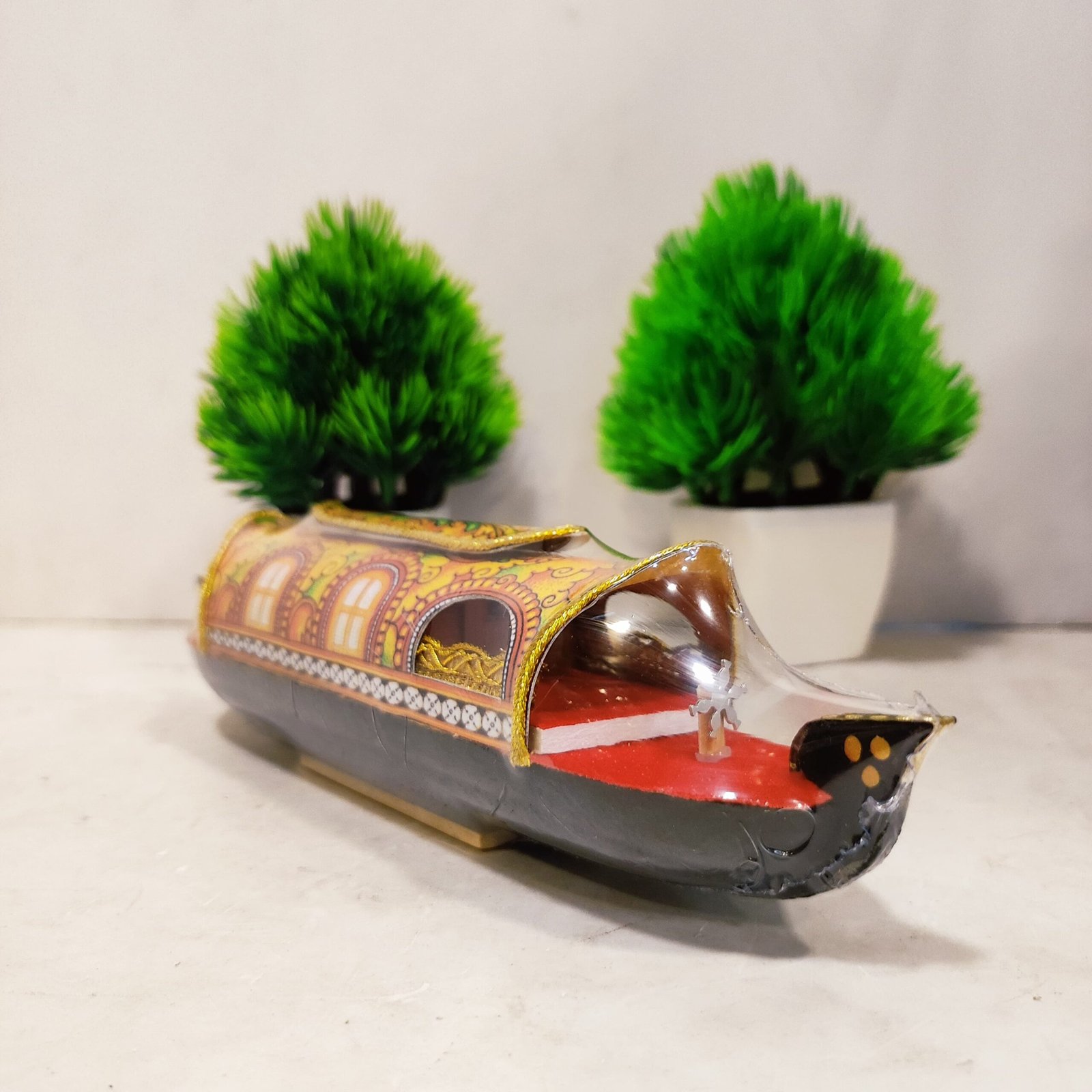 Vibrant Multicolor Wooden Boat Handicraft - Image 3