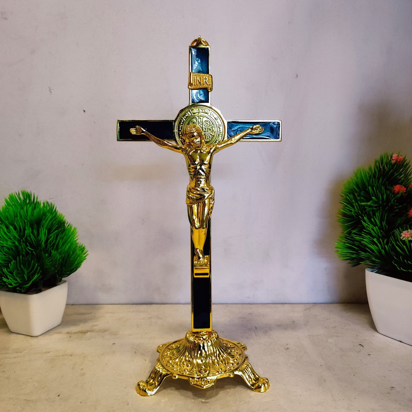 Majestic Blue and Gold Holy Cross