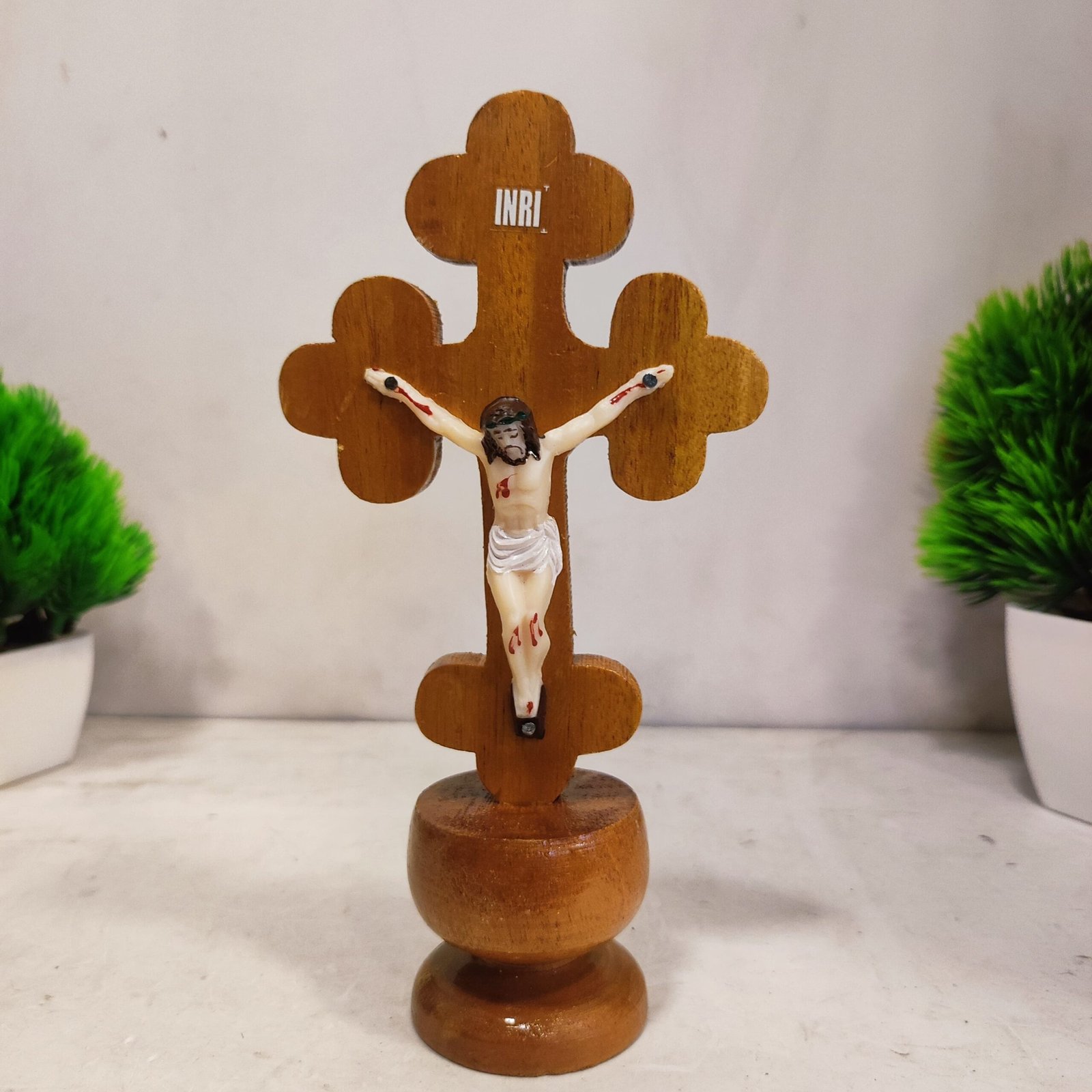 Holy cross wooden/Wooden Holy cross 18 cm