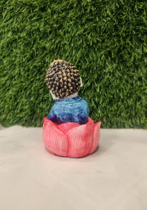 Meditating Little Monk Sitting on Lotus – Polymarble Figurine