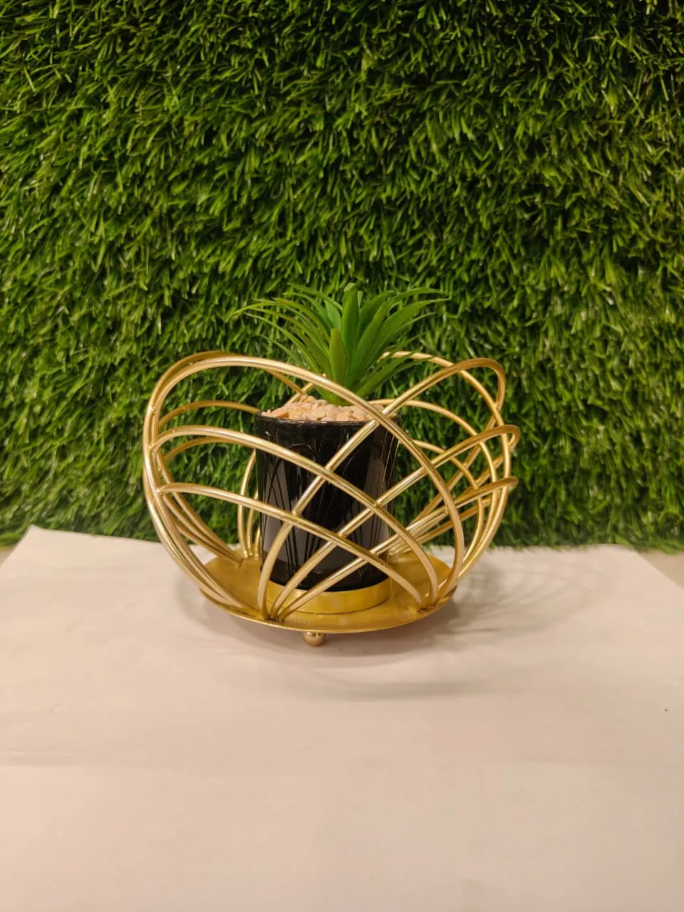Golden Metal Decorative Pot - Image 1