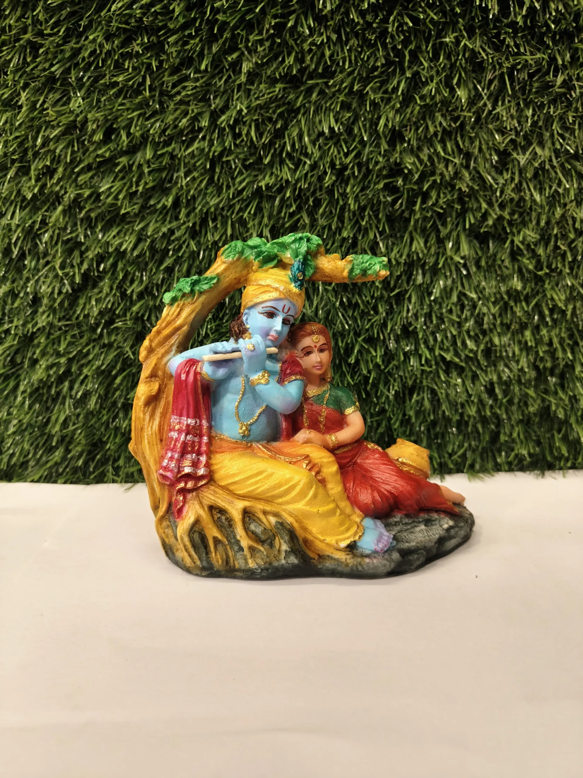 Radha Krishna Idol – Divine Couple Under the Tree, 6 Inch - Image 4