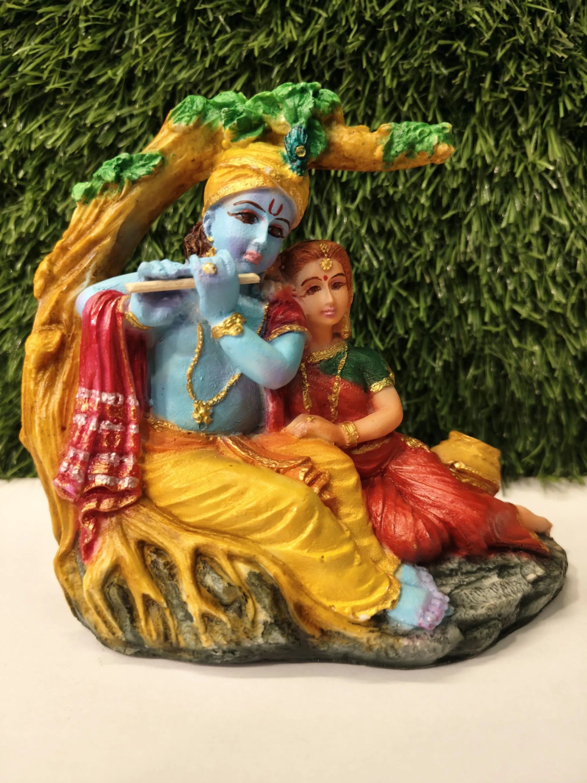 Radha Krishna Idol – Divine Couple Under the Tree, 6 Inch - Image 5